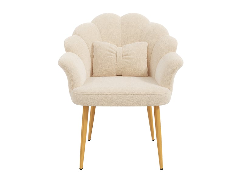 Lot de 2 fauteuils de salle à manger 64x65,5x85 cm en tissu teddy beige - Conforama E