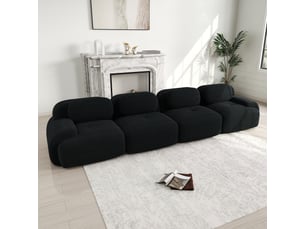 Canapé modulable, canapé 4 places, en velours tricoté, noir, sans montage, sans structure, bureau, pour chambre