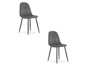 Chaise - leobert - asti - velours gris foncé - 44,5 x 50,5 x 87,5 cm - lot de 2
