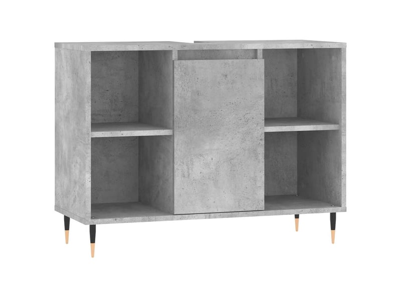  Meuble salle de bain rangement, commode gris béton 80x33x60cm bois d'ingénierie shl9197  - Conforama A