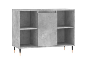 Meuble salle de bain rangement, commode gris béton 80x33x60cm bois d'ingénierie shl9197