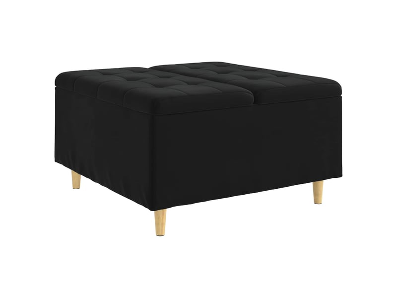  Ottoman, repose pied salon avec rangement noir 80x80x45 cm velours  - Conforama A
