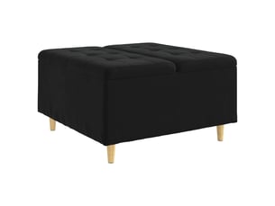 Ottoman, repose pied salon avec rangement noir 80x80x45 cm velours