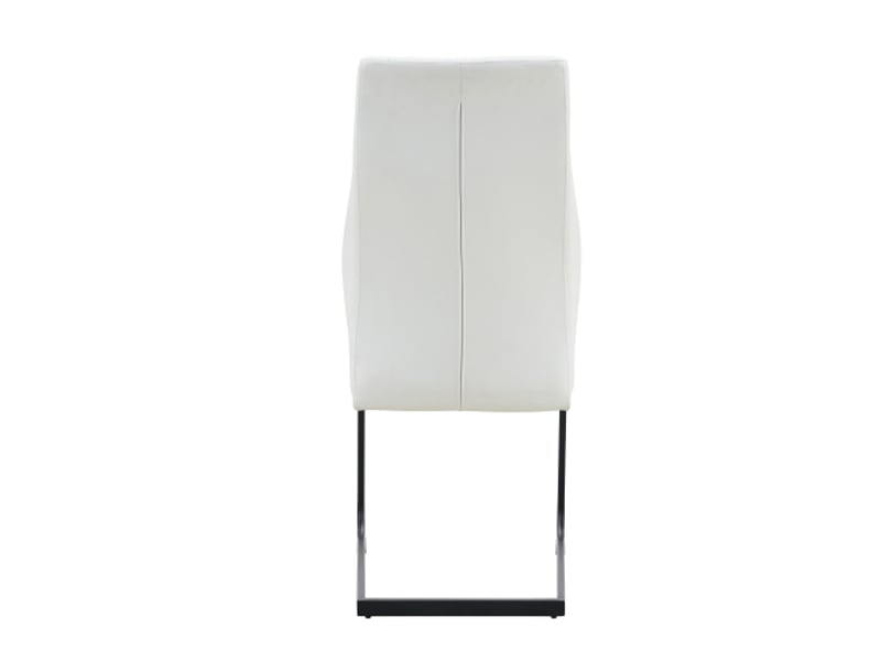  Table ronde en verre 85 cm + 2 chaises blanches haut dossier pu motif diamant – idéal pour petits espaces et bars  - Conforama E
