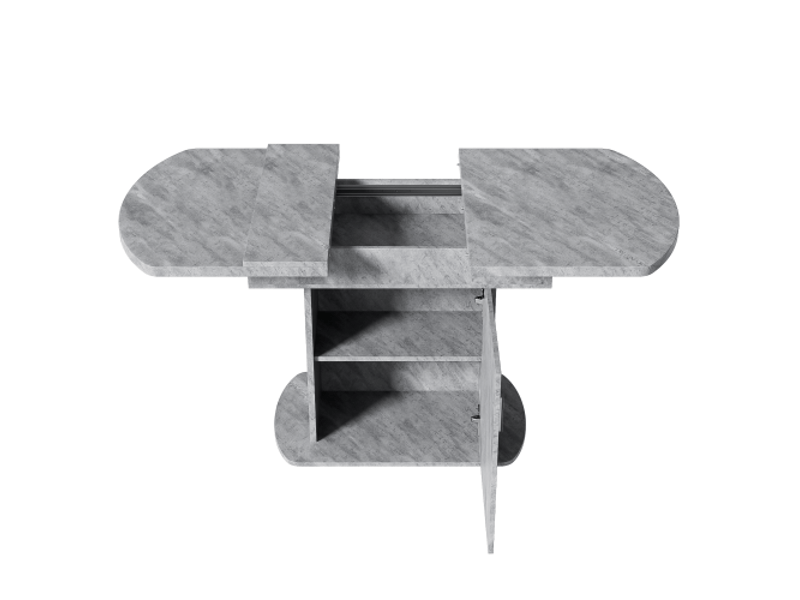  Table à manger extensible ovale 110130cm en panneau de particules avec rangements et poignée en argent,aspect béton,gris table noir - Conforama D