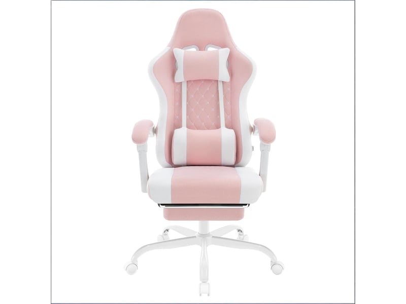  Fauteuil gaming pivotant massant tissu mesh rose et blanc 70 x 70 cm T5828P490306 - Conforama A