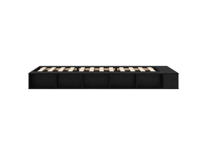  Lit simple- lit adulte -  cadre de lit avec rangement avec étagère chêne noir 80 x 200 cm  - Conforama D