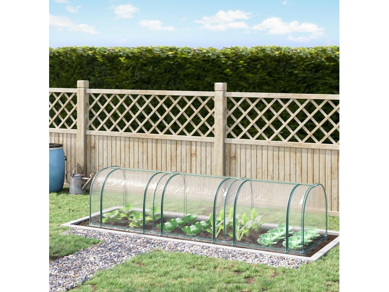 Serre tunnel transparente 350 x 100 x 80 cm en pvc avec porte enroulable, structure en acier - Conforama B