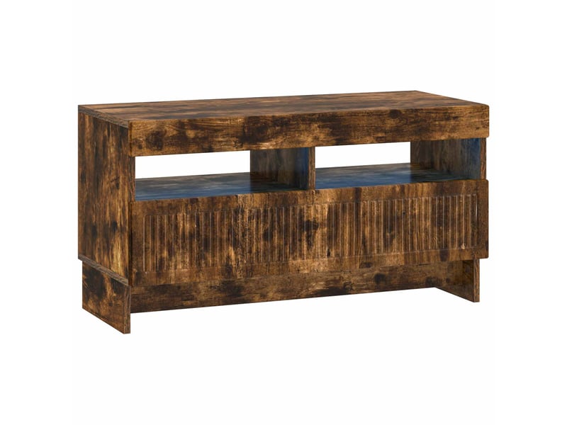 Meuble tv - banc tv - meuble de rangement led 5 pièces chêne fumé bois d'ingénierie - Conforama E