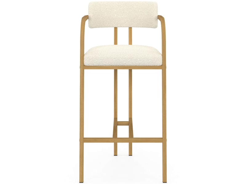  Lot de 4 tabourets de bar esma en métal effet bois et tissu bouclette avec accoudoirs  - Conforama C
