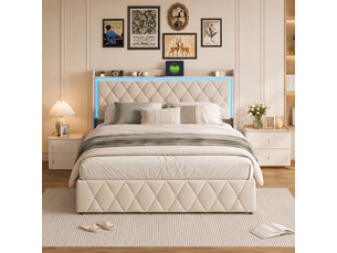 Lit coffre 140x190 cm    coloris beige