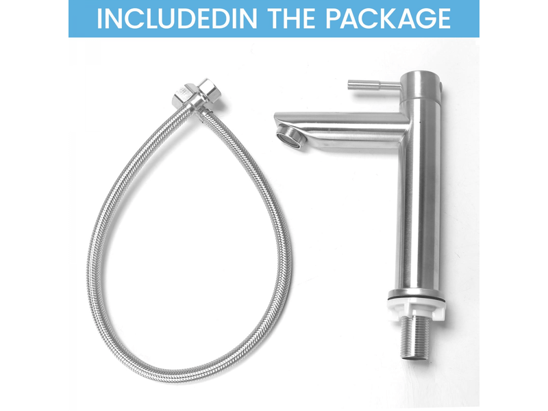 Robinet d'eau froide en acier inoxydable, robinet d'eau froide pour lavabo avec tube mélangeur pour lavabo baignoire, pour toilettes - Conforama E