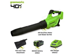 Greenworks – souffleur de feuilles sans balais,balayeuse axial 40v,contrôle de vitesse 500 cfm 120 mph,fonction turbo avec batterie 4ah et chargeur