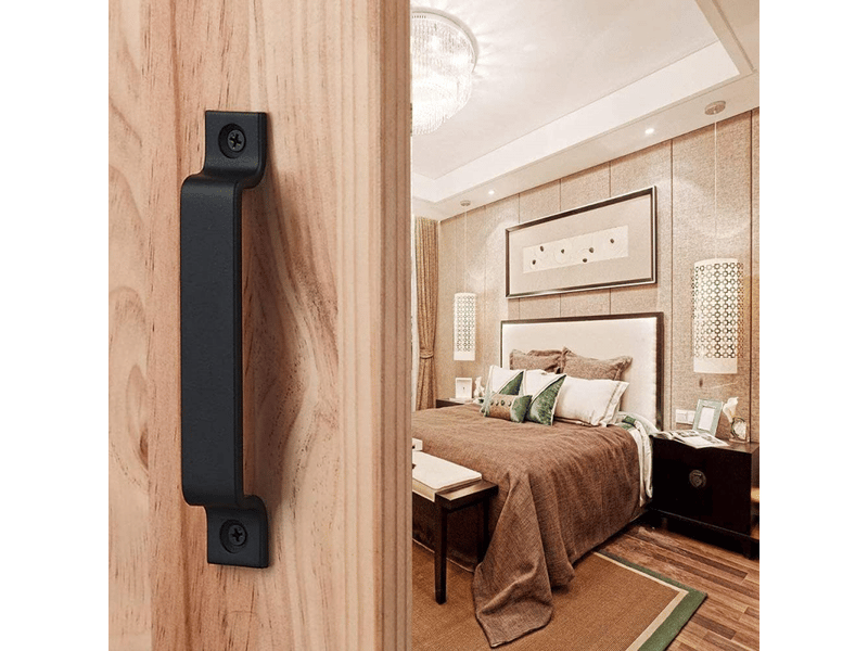  Jeu de 2 poignées de porte en acier noir massif, noires, pour porte de grange, vis incluses (160 mm)  - Conforama C