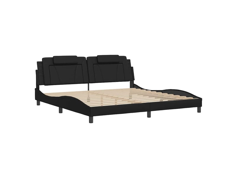 Lit double- lit adulte - cadre de lit viana sans matelas noir 200x200 cm similicuir - Conforama B