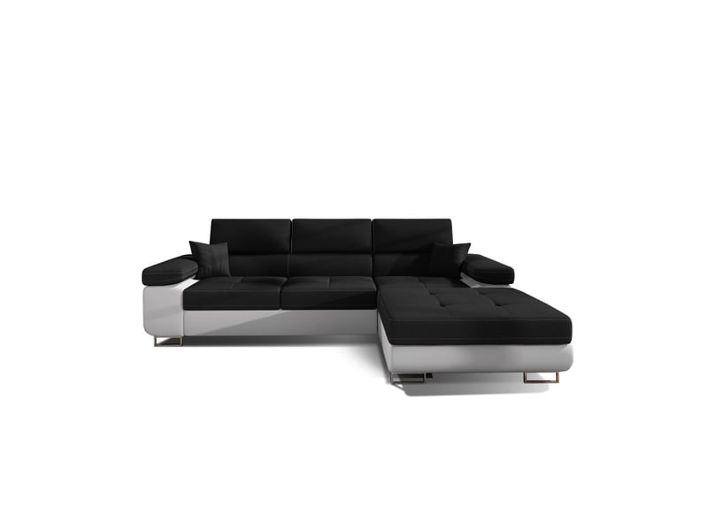  Canapé d'angle convertible amanda noir et blanc – tissu effet lin – angle droit  - Conforama A