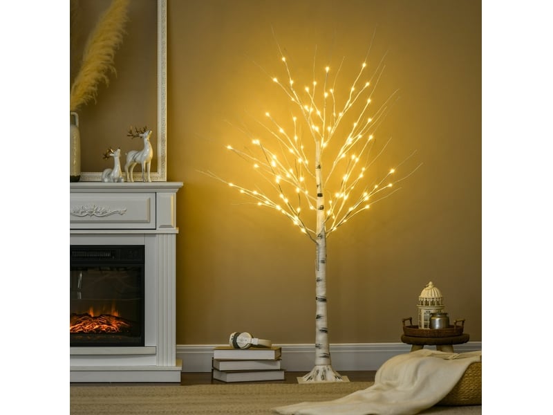  Arbre lumineux bouleau artificiel, branches flexibles, 150 cm, blanc  - Conforama B