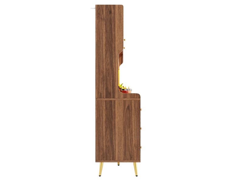  Buffet 145x39x171 cm moderne avec éclairage led et application, meuble de rangement avec panneau perforé, meuble haut, tiroir  - Conforama C