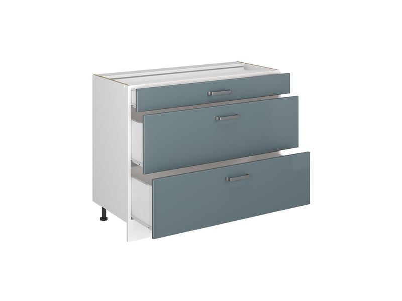 Vicco meuble cuisine, bleu-grisblanc, 100cm plan de travail anthracite - Conforama C