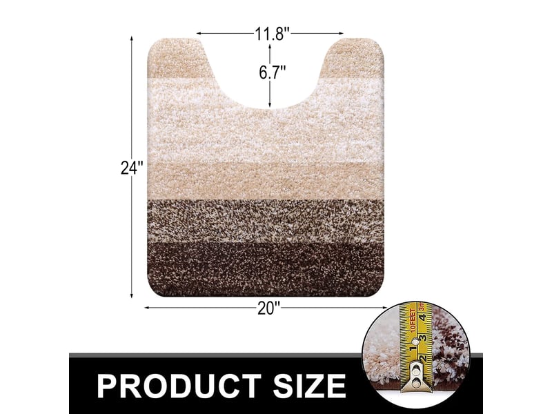  Tapis wc en u en microfibre antidérapant - 20 x 24 pouces - marron  - Conforama B