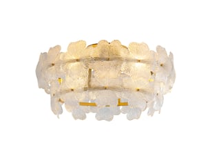 Ventilateur de plafond encastré 52 cm doré en verre cristal et métal, 4 douilles e26 avec télécommande