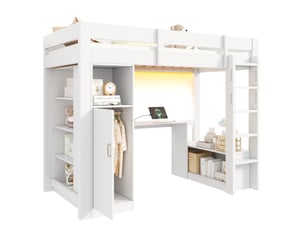 Lit mezzanine 90x200 cm <strong>MODENVIE</strong> <strong></strong> coloris blanc