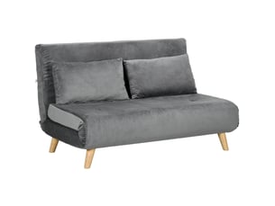 Canapé droit convertible HAVRYA  2 places Polyester gris