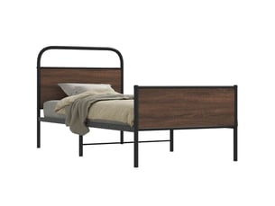 Lit adulte, lit simple, cadre de lit sans matelas 100x200cm chêne marron cf10544