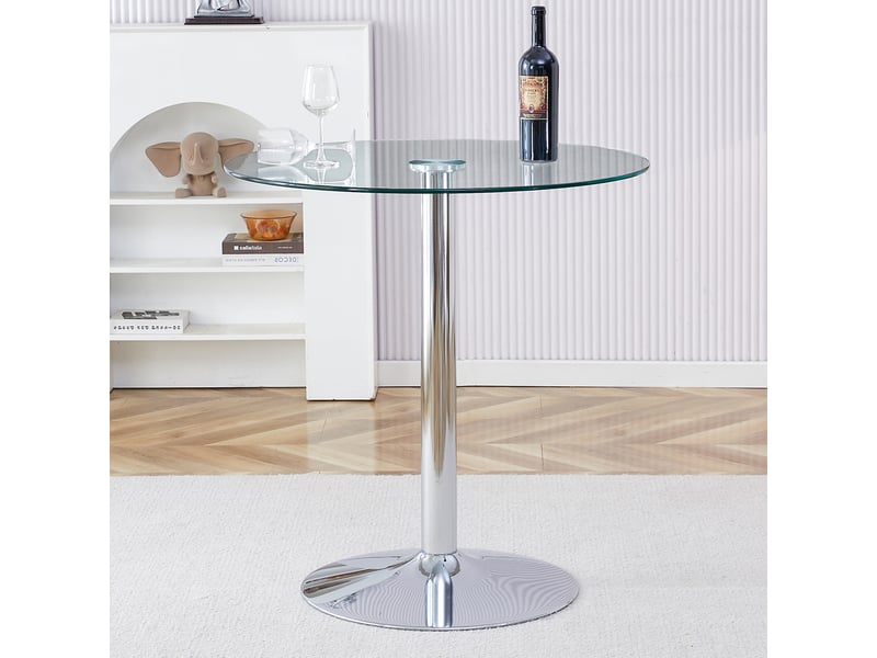  Table basse - design moderne avec plateau en verre et structure métal argenté, transparent, 89x89x92 cm  - Conforama D