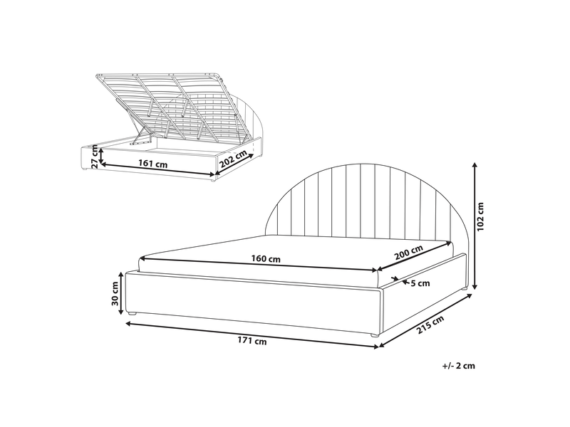 Lit ottoman chadenet bouclé beige clair 160 x 200 cm  - Conforama C