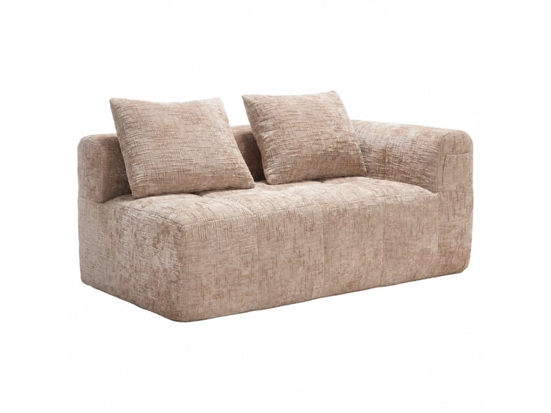 Canapé deux places en chenille avec méridienne et poches latérales, 158 x 90 x 60, kaki - Conforama A
