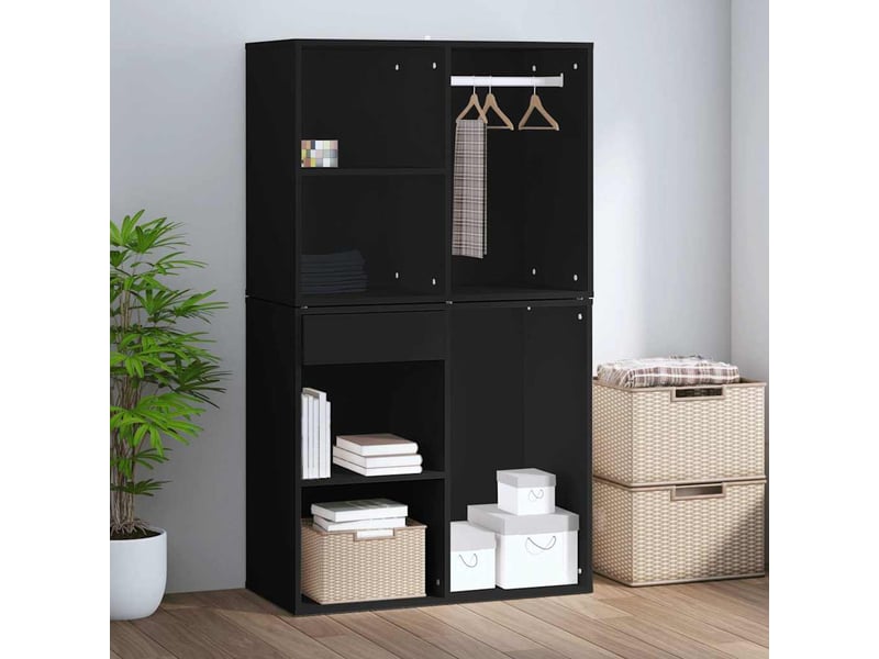  Meuble de rangement, armoire de dressing noir 80x40x65 cm bois d'ingénierie  - Conforama E
