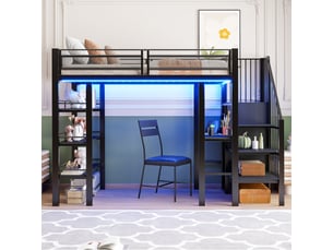 Lit mezzanine 90x200 cm <strong>WISHDOR</strong>  <strong></strong> coloris noir