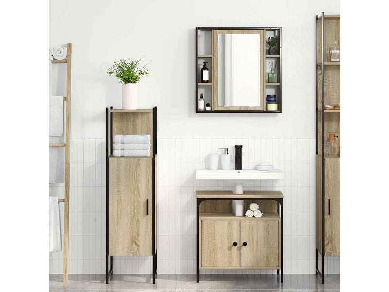 Ensemble de mobilier de salle de bain 3 pièces marron cf64483  - Conforama B