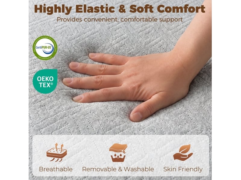 Matelas pliant tcqpz 90 x 200 cm 15 cm en polyester gris clair 3 plis avec housse lavable  - Conforama E