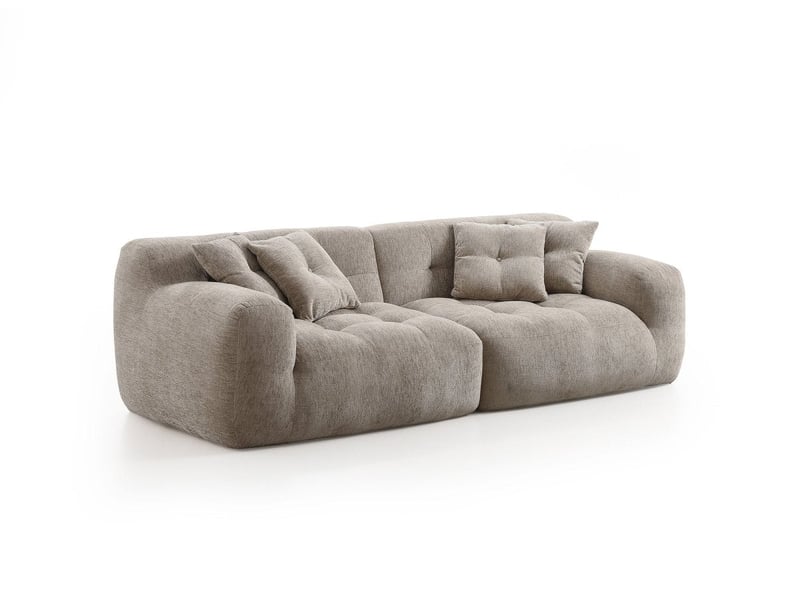  Canapé droit 3 places en velours texturé taupe tanina S351-3P-TAU - Conforama A