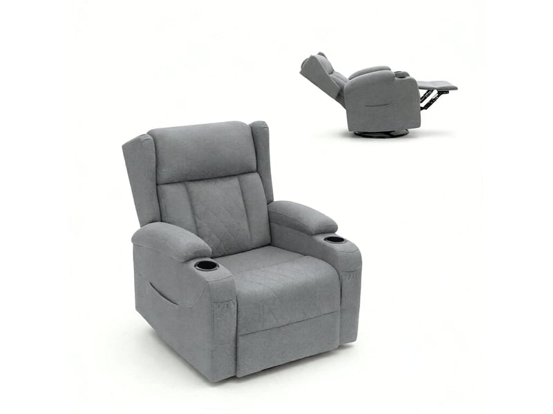  Fauteuil relax pivotant à 360° inclinable avec repose-pieds gris T5828S00062 - Conforama A