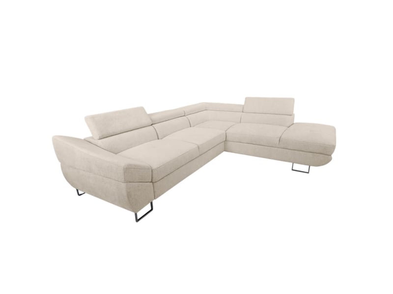  Canapé d'angle cassiope convertible avec coffre en tissu - beige - angle droit CASSIOPE - Conforama C