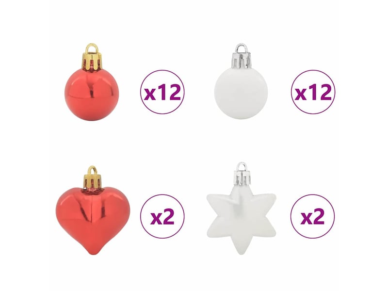 Ensemble de boules de noël 40 pc rouge et blanc ø 6 cm cf61837 - Conforama E