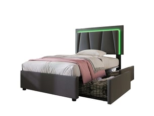 Lit simple 90x200 cm coloris gris