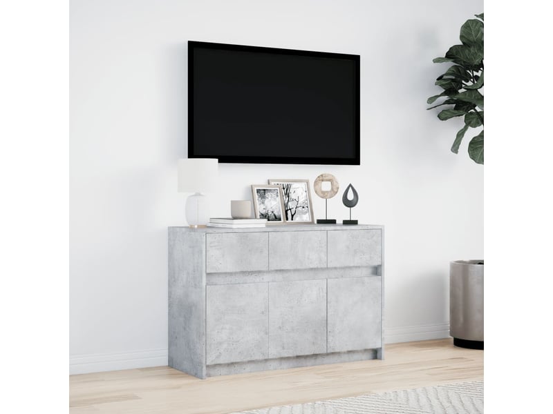 Meuble tv - banc tv - meuble de rangement avec led gris béton 91x34x61 cm bois d'ingénierie - Conforama D
