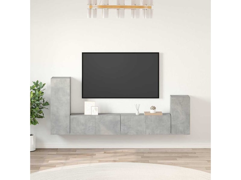  Ensemble de meubles tv 4 pcs gris béton bois d'ingénierie shl22185  - Conforama B