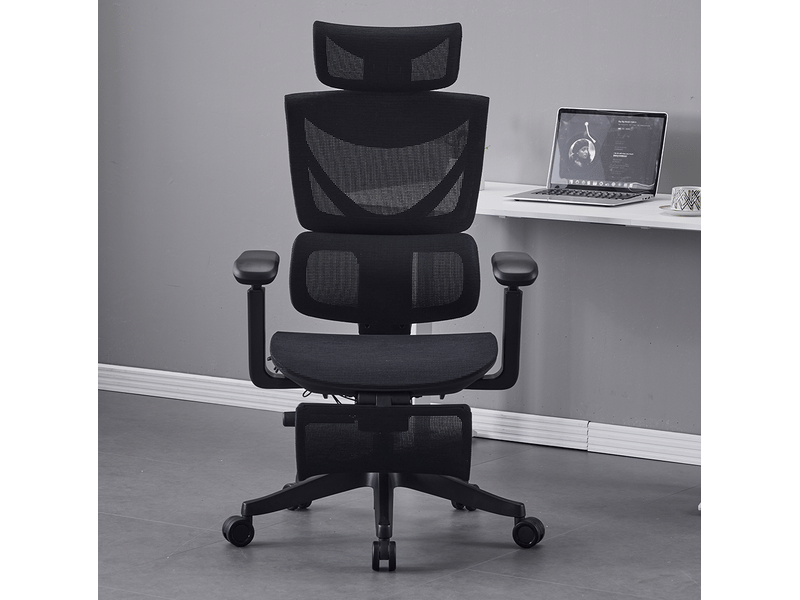 Chaise de bureau 70,6 x 70,6 cm noire en maille, dossier inclinable à 4 positions et accoudoirs réglables  - Conforama B