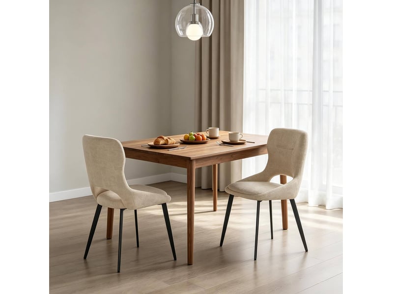  Lot de 2 chaises de salle à manger 48x45x86cm, kaki, métal, dossier ajouré, design moderne  - Conforama E