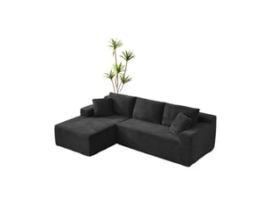 Canapé d'angle ulevr modulable 4 places avec méridienne xxl, 252,5 x 163 x 65 cm, mousse à mémoire de forme et ressorts, noir