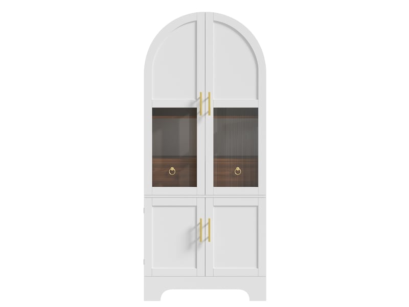  Buffet haut avec 4 portes et 1 tiroir et led 76x40x180 cm, blanc  - Conforama A
