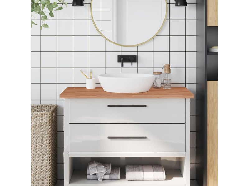 Comptoir de salle de bain, plan de travail 100x50x2,5 cm bois massif de hêtre cf65703 - Conforama B