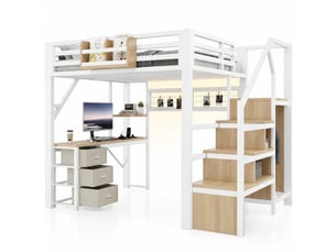 Lit mezzanine 140x200 cm <strong>MODENVIE</strong> <strong></strong> coloris blanc