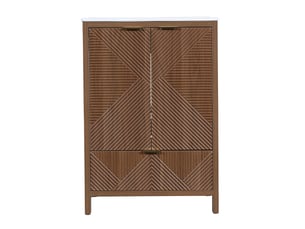 Meuble sous-vasque 61 cm avec vasque céramique 2 portes 1 tiroir noyer