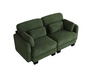 Canapé modulable 2 places 176x88x88 cm, accoudoirs et coussins de soutien, cadre en bois, chenille, vert